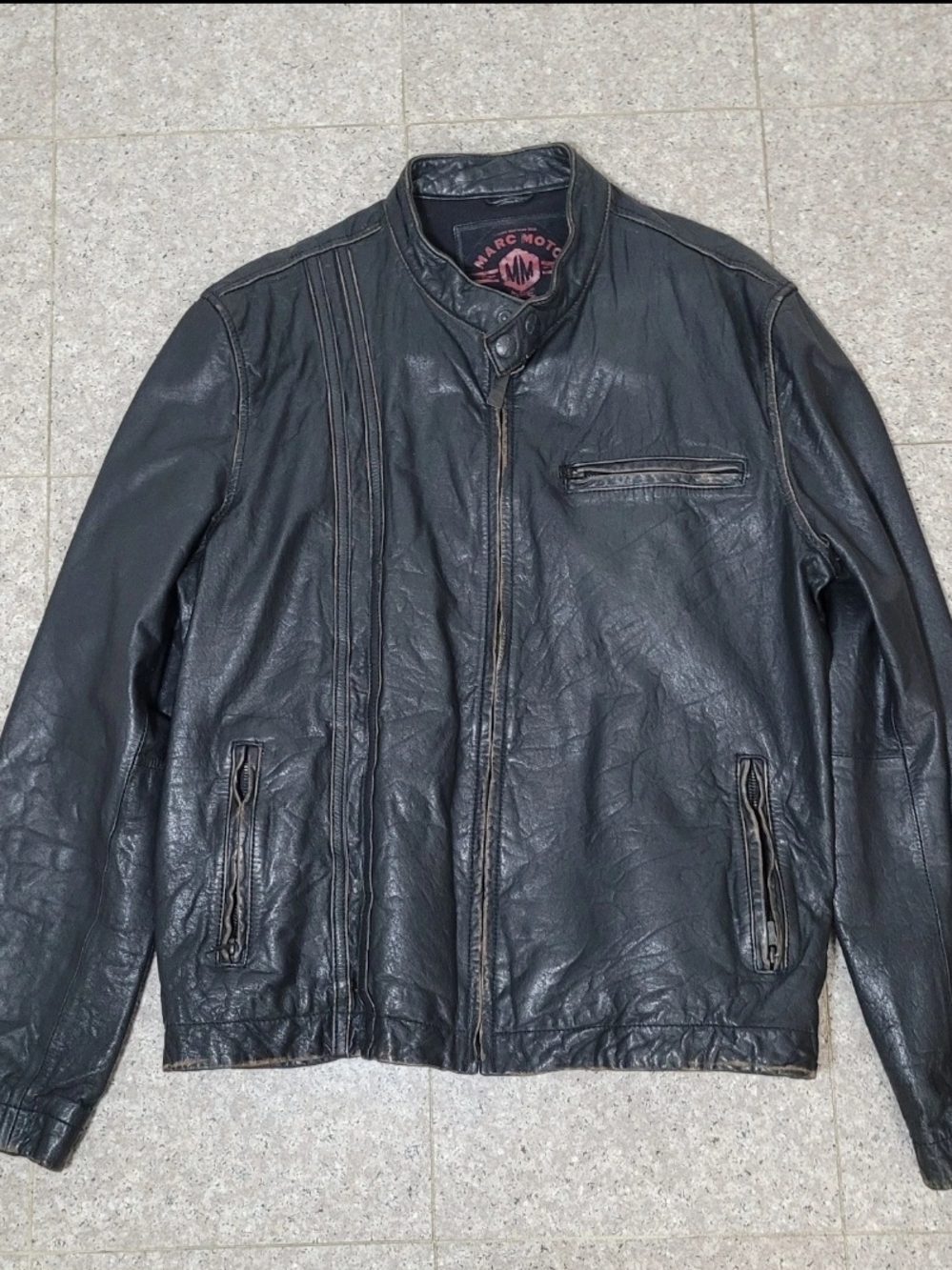 Marc Moto By Andrew Marc Black Leather Bomber Jacket Size XXL